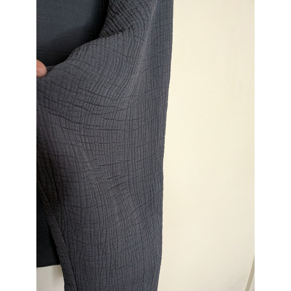 Eileen Fisher Silk Blend Crinkle Collarless Jacket Classic Minimal Sz Large Gray - Picture 6 of 8